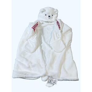NWOT Wondershop POLAR BEAR HOODED BLANKET 40” x  50” Gift Winter Cozy Winter